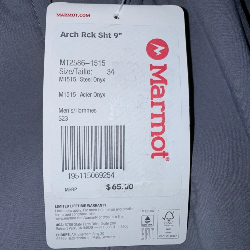 Marmot Mens 34 Waist Arch Rock 9